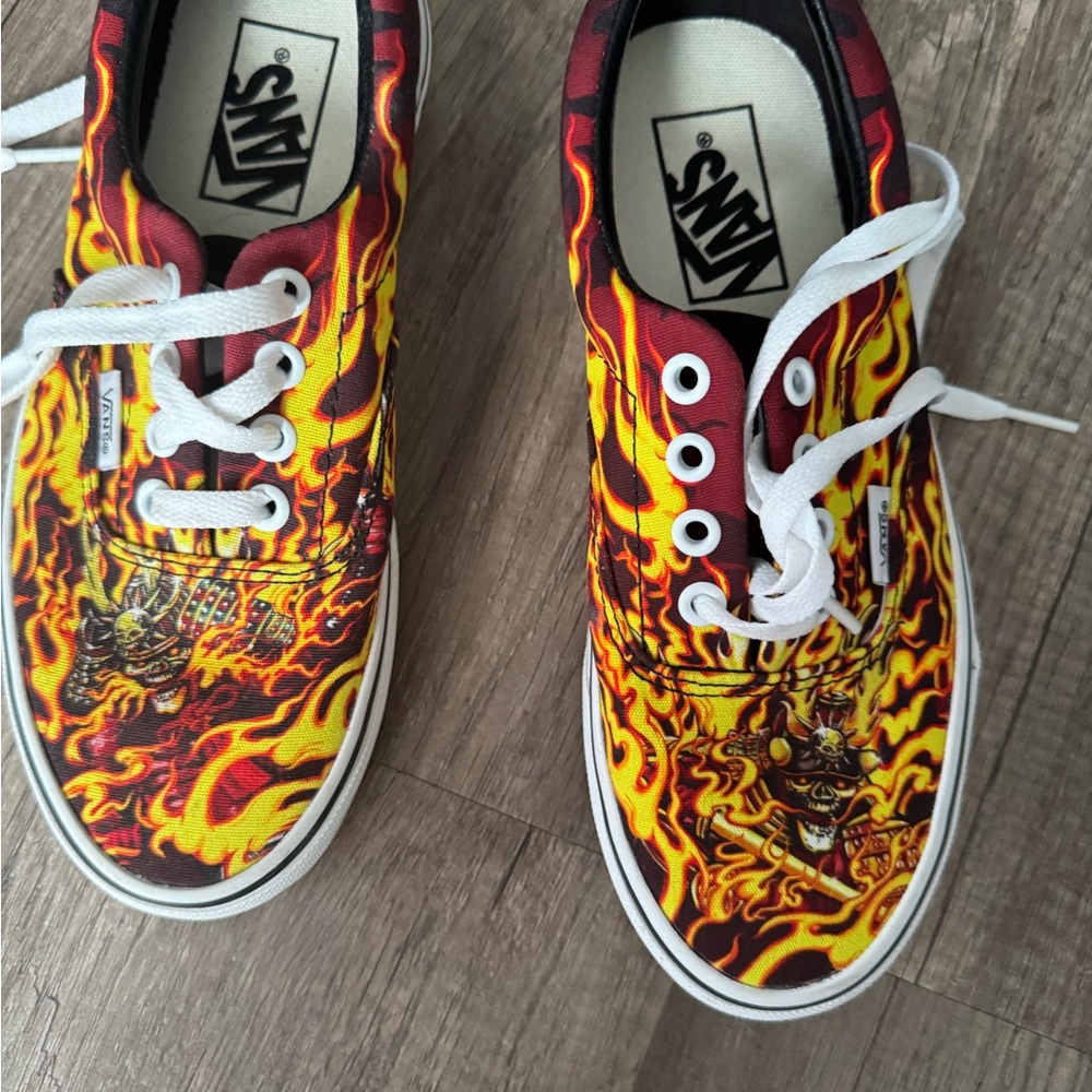 Vans Red and Yellow Flame Sneakers